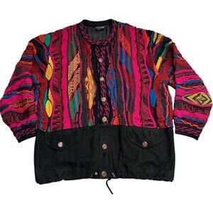Coogi Vintage 3-D Multi-color Wool and Suede Cardigan/Jacket  (M)